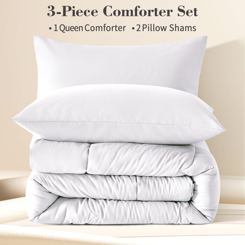 3-Piece Queen Comforter Set - All-Season Down Alternative Bedding Bundle with 2 Pillow Shams, Premium Soft Bedding Se... - Image 5