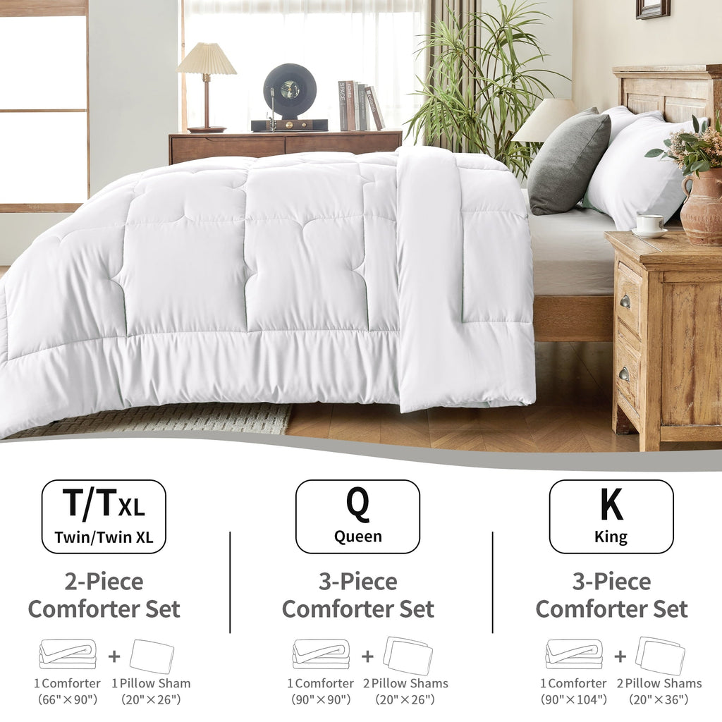 3-Piece Queen Comforter Set - All-Season Down Alternative Bedding Bundle with 2 Pillow Shams, Premium Soft Bedding Se... - Image 4