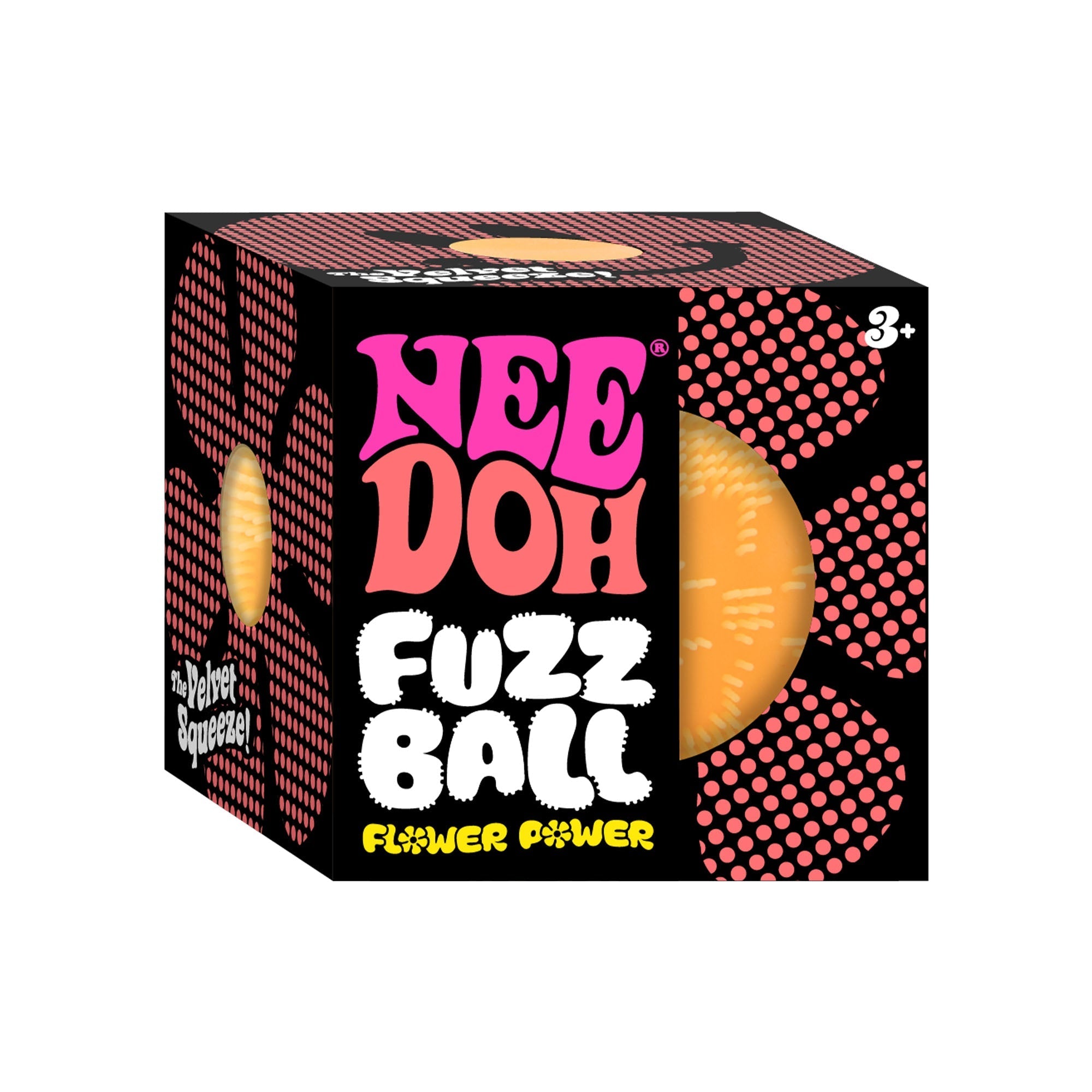 Spiky Ribbed NeeDoh Fuzz Ball Flower Power | Signature Elm Point - Fuzzy Flocked Textured Sensory Fidget Ball Detail