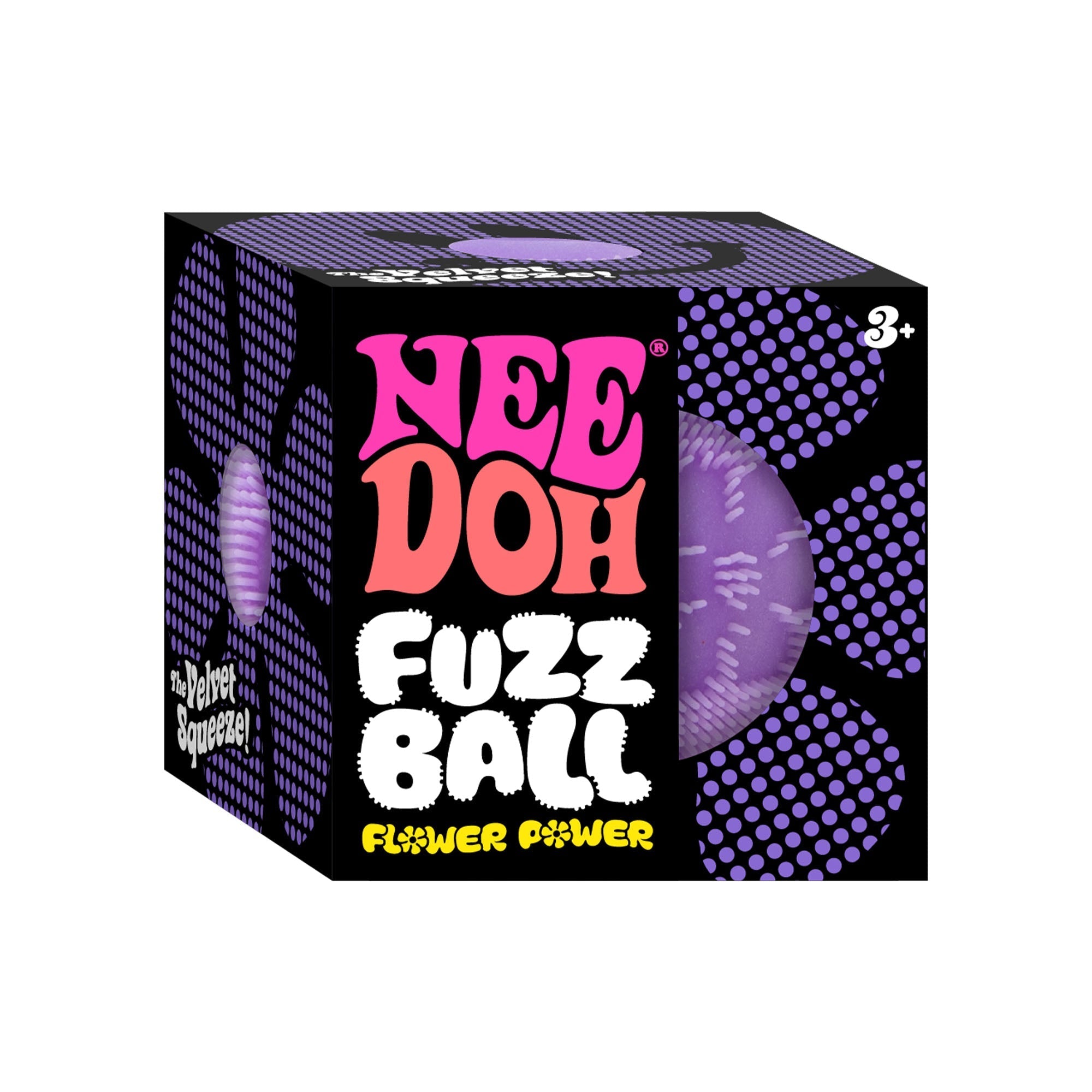 Spiky Ribbed NeeDoh Fuzz Ball Flower Power | Signature Elm Point - Fuzzy Flocked Textured Sensory Fidget Ball Detail