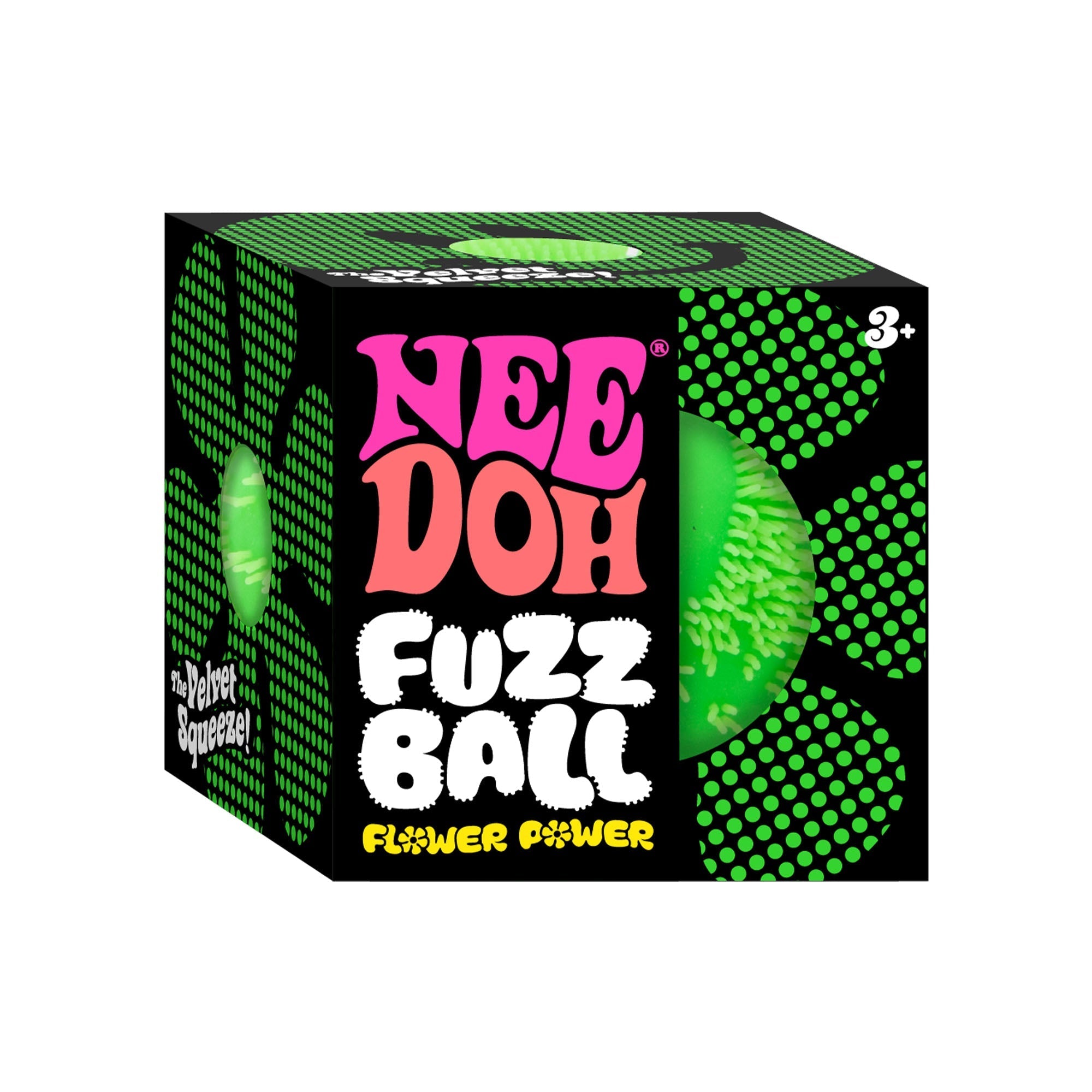 Spiky Ribbed NeeDoh Fuzz Ball Flower Power | Signature Elm Point - Fuzzy Flocked Textured Sensory Fidget Ball Detail