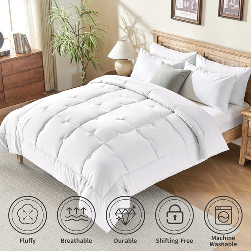 3-Piece Queen Comforter Set - All-Season Down Alternative Bedding Bundle with 2 Pillow Shams, Premium Soft Bedding Se... - Image 2